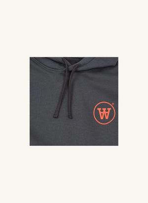 Wood Wood - Ian Organische Baumwolle Logo Kapuzen-Sweatshirt - Erwachsenen-Kollektion | Dunkelgrau