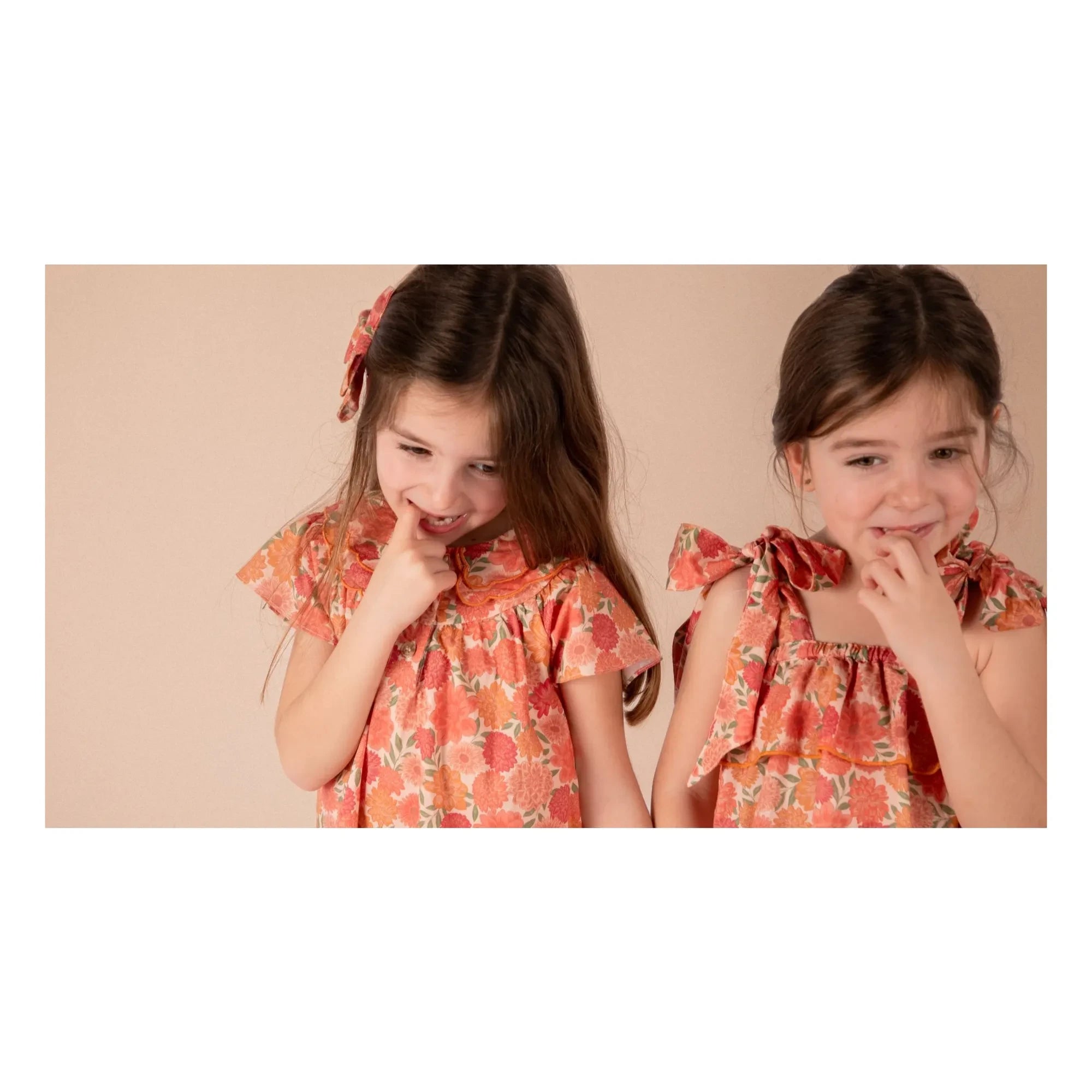 Loir - Castille Blouse Organic Cotton Flowers | Coral