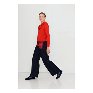 The Tiny Big Sister - Lara Scarf-Neck Wool Cardigan | Red