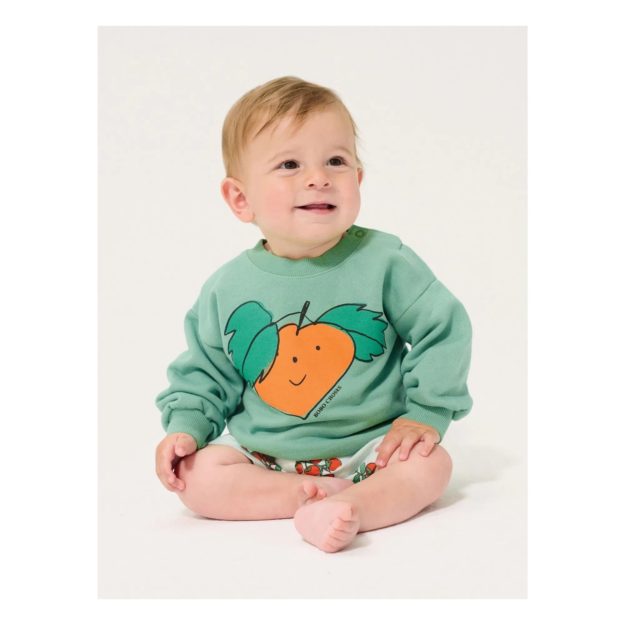 Bobo Choses - Turuncu organik pamuk sweatshirt | Yeşil