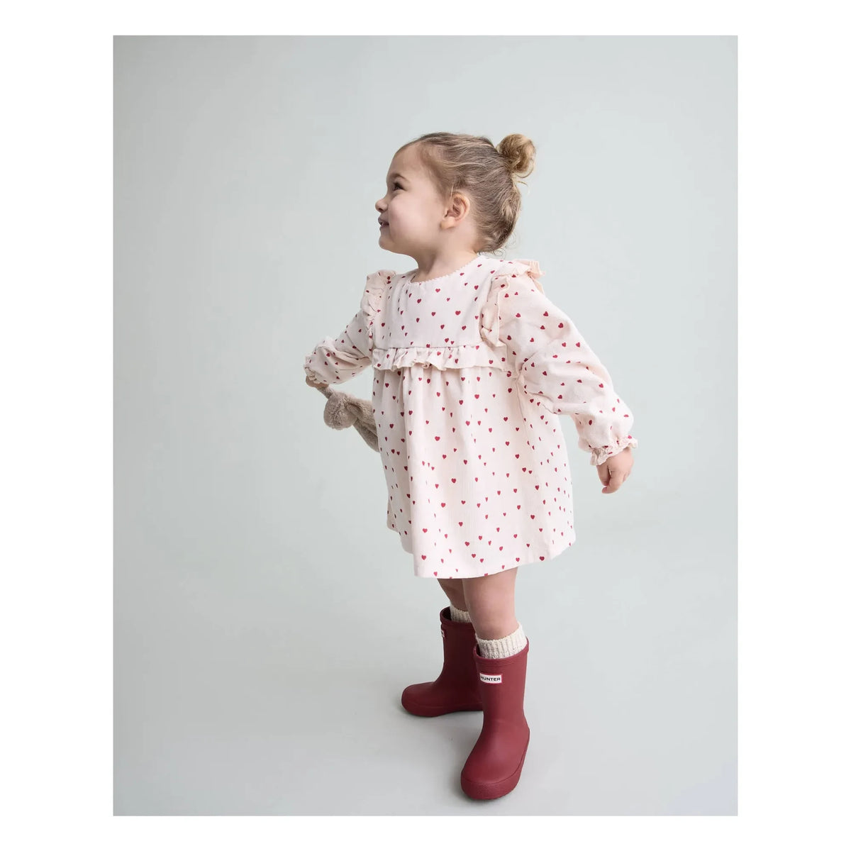 Búho - Vestido mini de bebé con volantes y corazón | Rosa pálido
