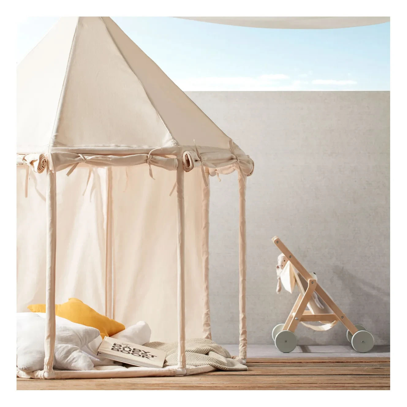 Kid's Concept - Baumwoll-Canvas- und Holzzelt | Gebrochenes Weiß