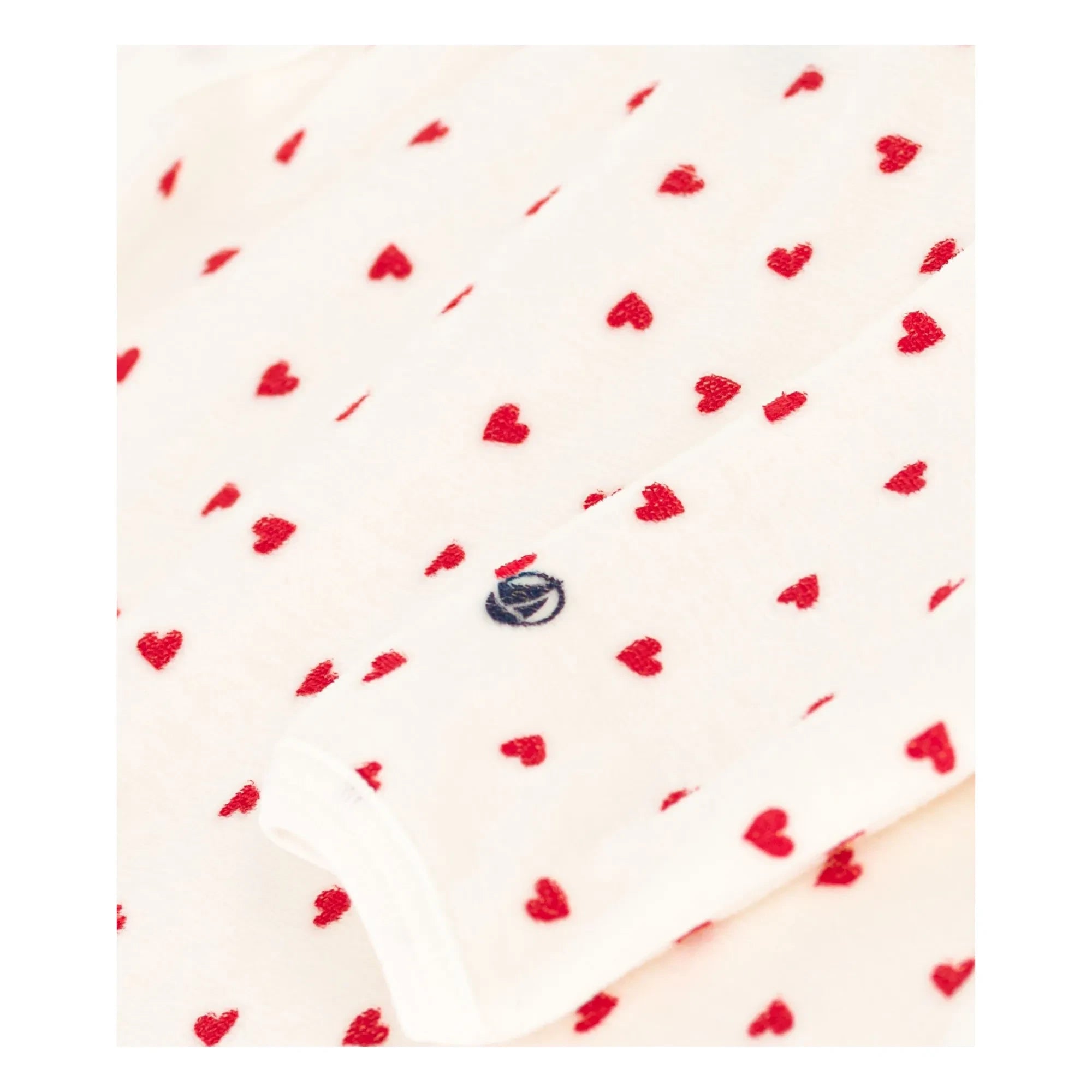 Petit Bateau - Pyjama Dors Bien Herzen Samt Bio-Baumwolle | Weiß