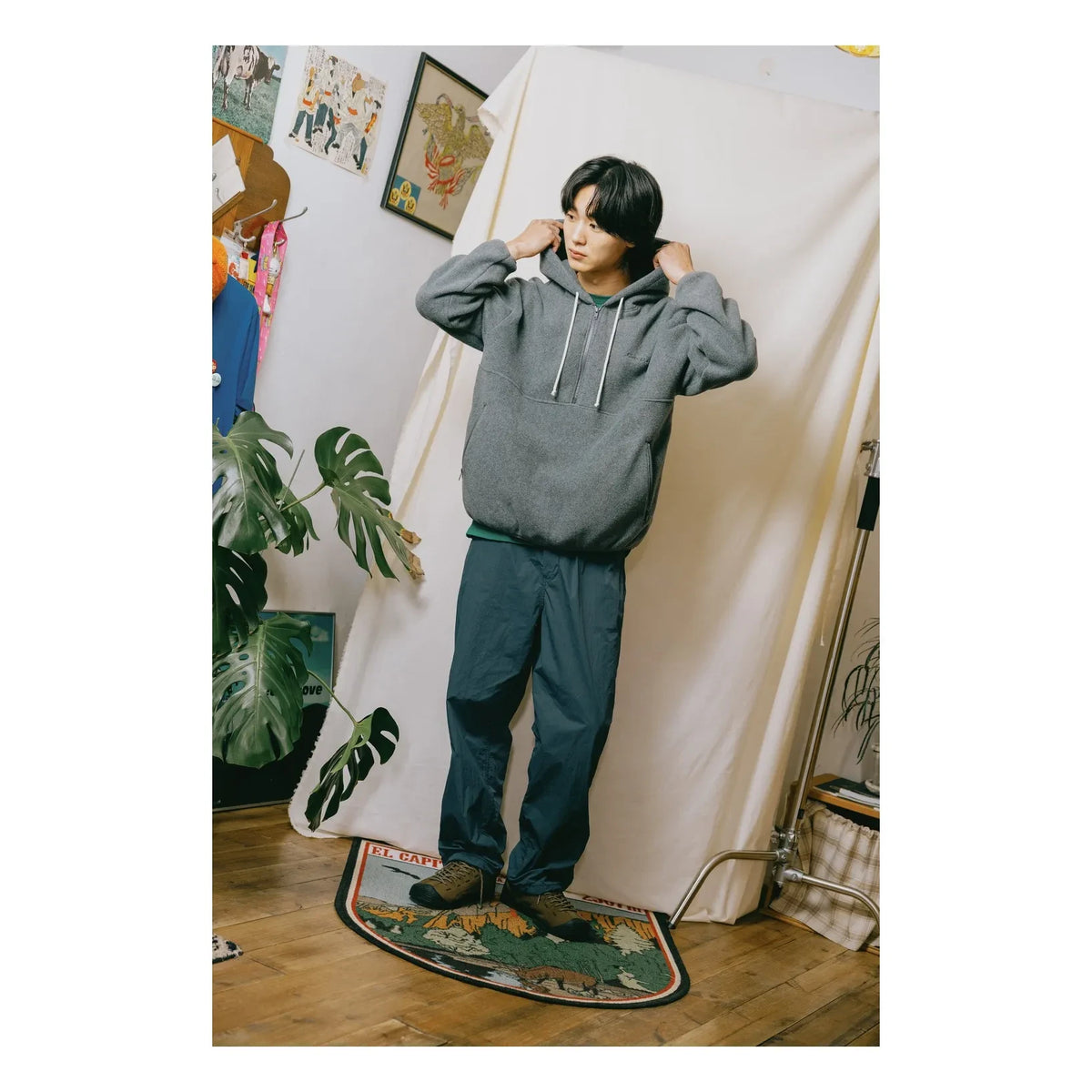 Kappy - Sudadera con capucha, forro polar y media cremallera | Gris carbón