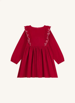 Petit Bateau - Organik pamuklu fırfırlı elbise | Kırmızı