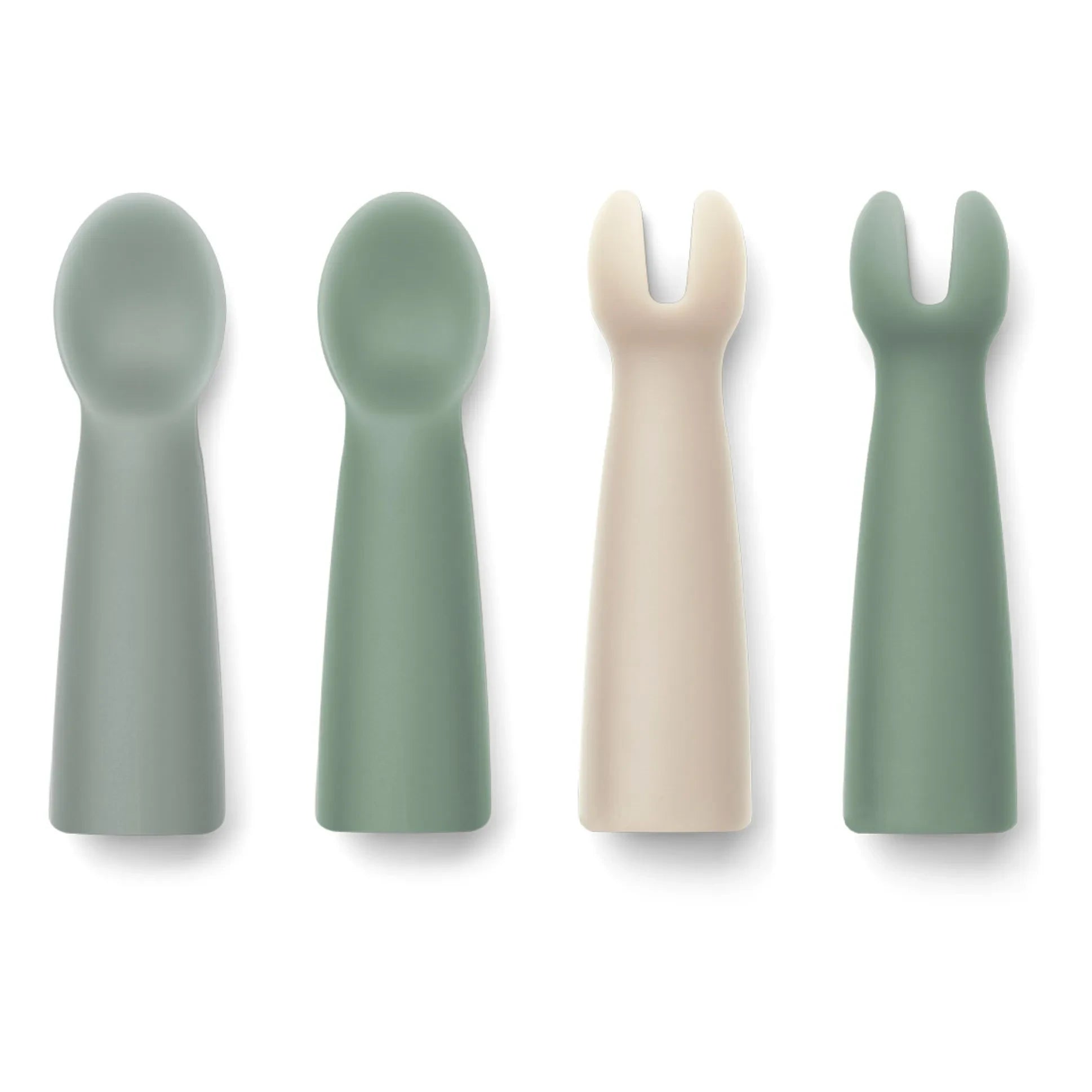 Liewood - Terra Silicone Baby Fork & Spoon Set | Grey Blue