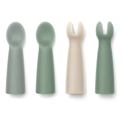 Liewood - Terra Silicone Baby Fork & Spoon Set | Grey Blue