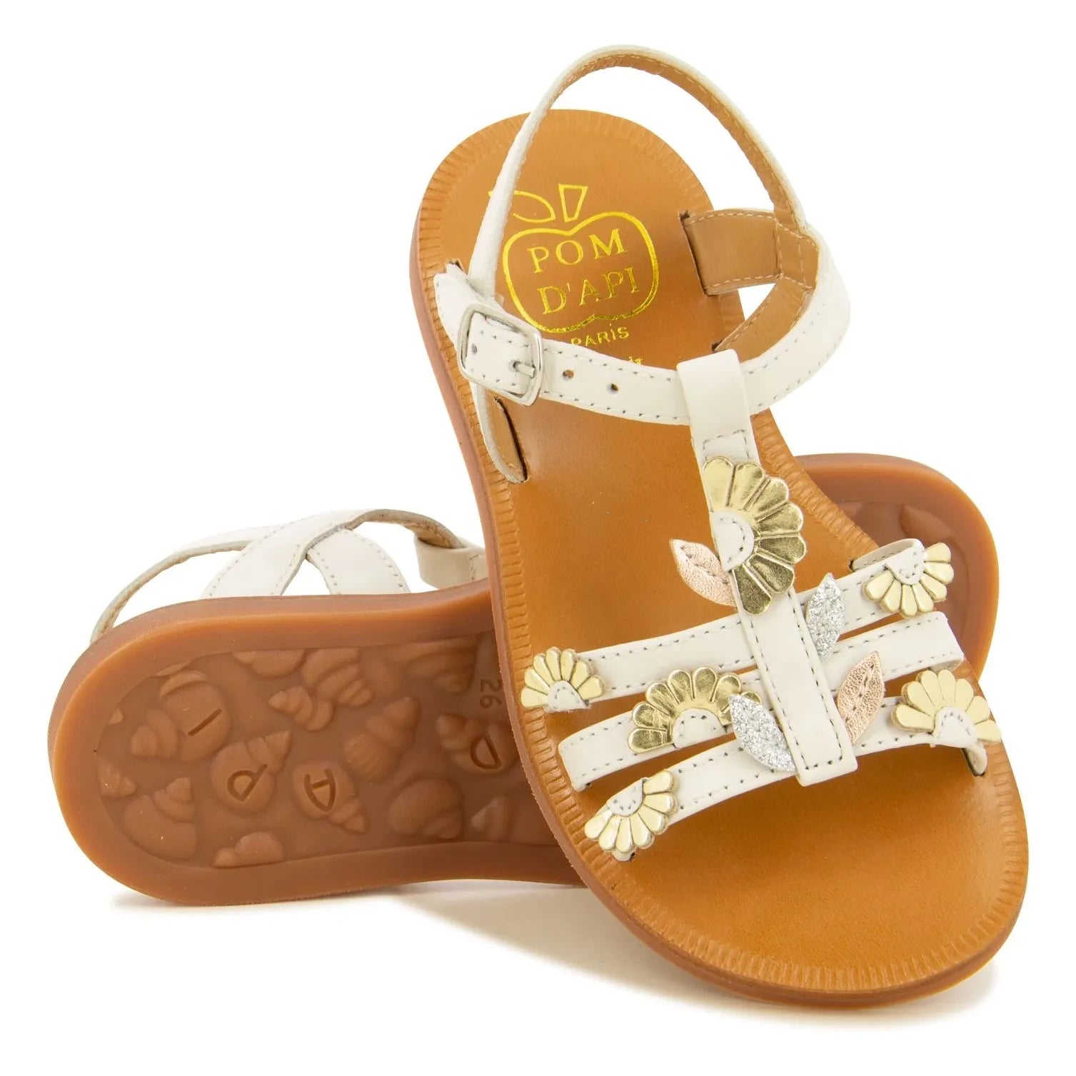 Pom d'Api - Plagette Multi Daisy sandaletler | Krem