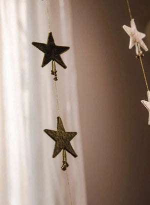 Muskhane - Keçe "Shooting Stars" Garland | Moss Green