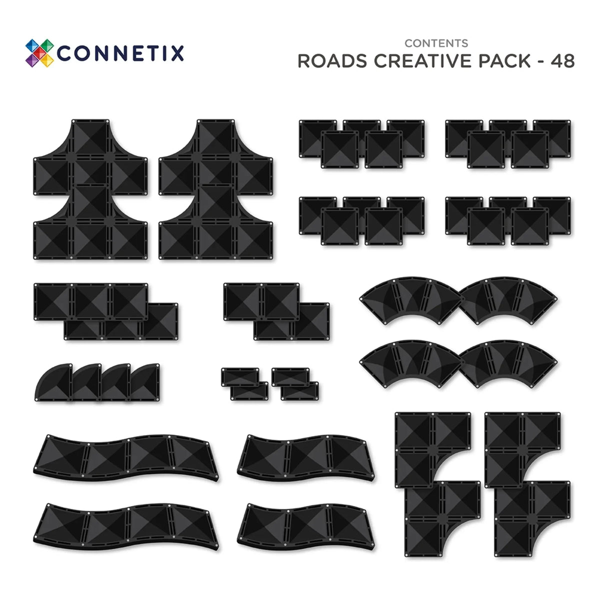 Connetix - Roads Creative pack - 48 Parça | Siyah