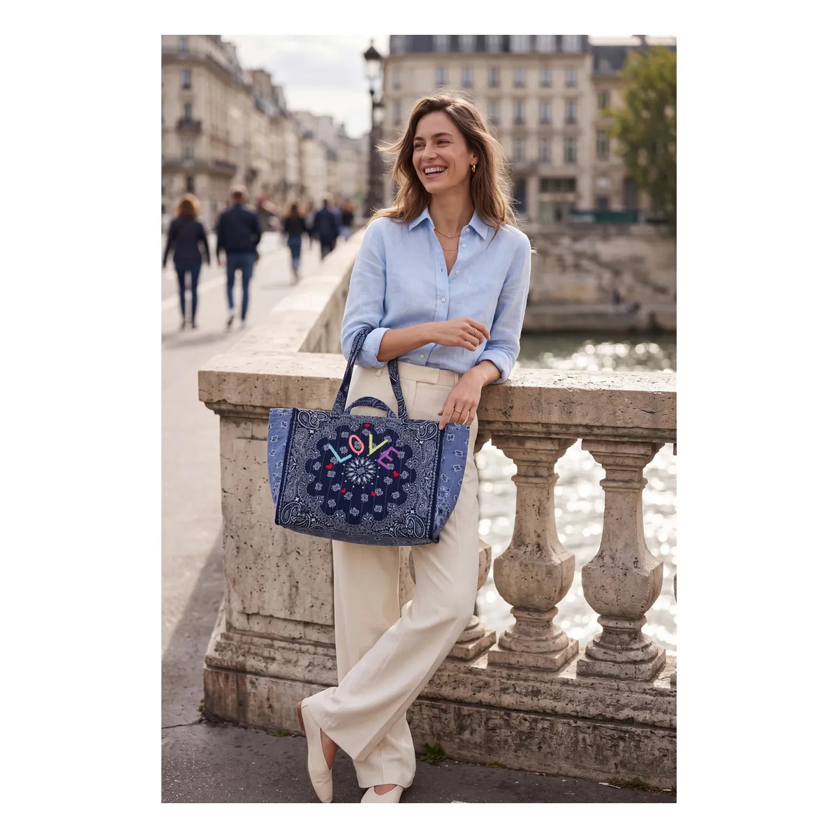 Llámame por tu nombre - Maxi Tote Love Cotton | Chambray Mavi