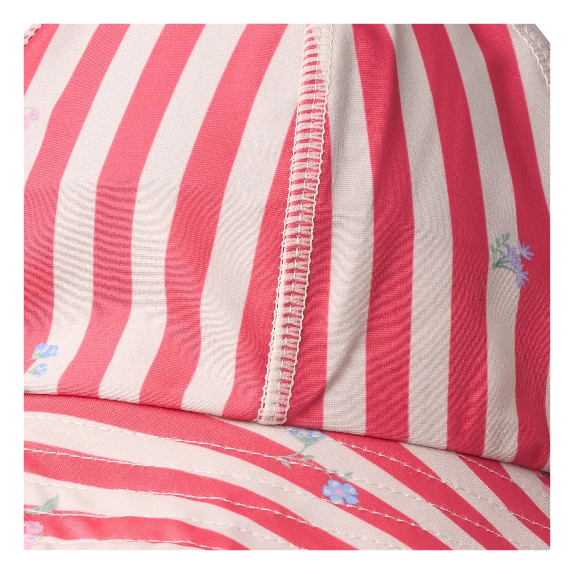Trigo - Sombrero Bora de rayas con protección UV, fibras recicladas y flores | Rojo