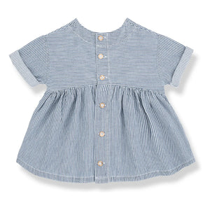 1+ in the family - Striped Margalida Denim Dress Organic Cotton | Light Blue