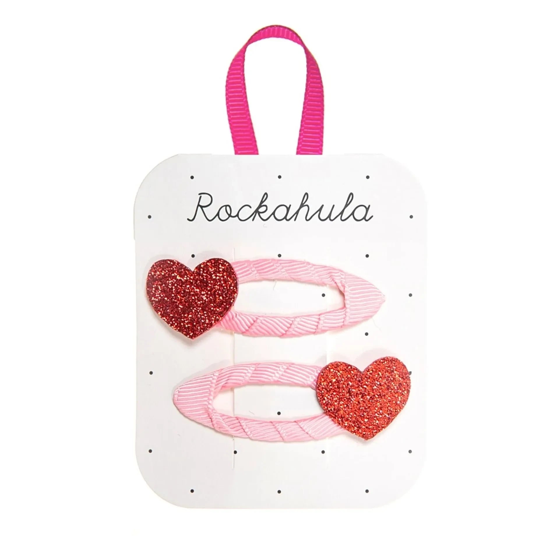 Rockahula Kids - 2’li Parlak Kalp saç tokası seti | Kırmızı