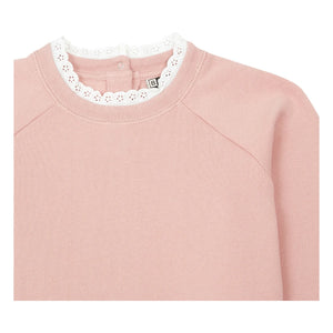 Bonton - Tilia Organic Cotton Lace Collar Sweatshirt | Pink