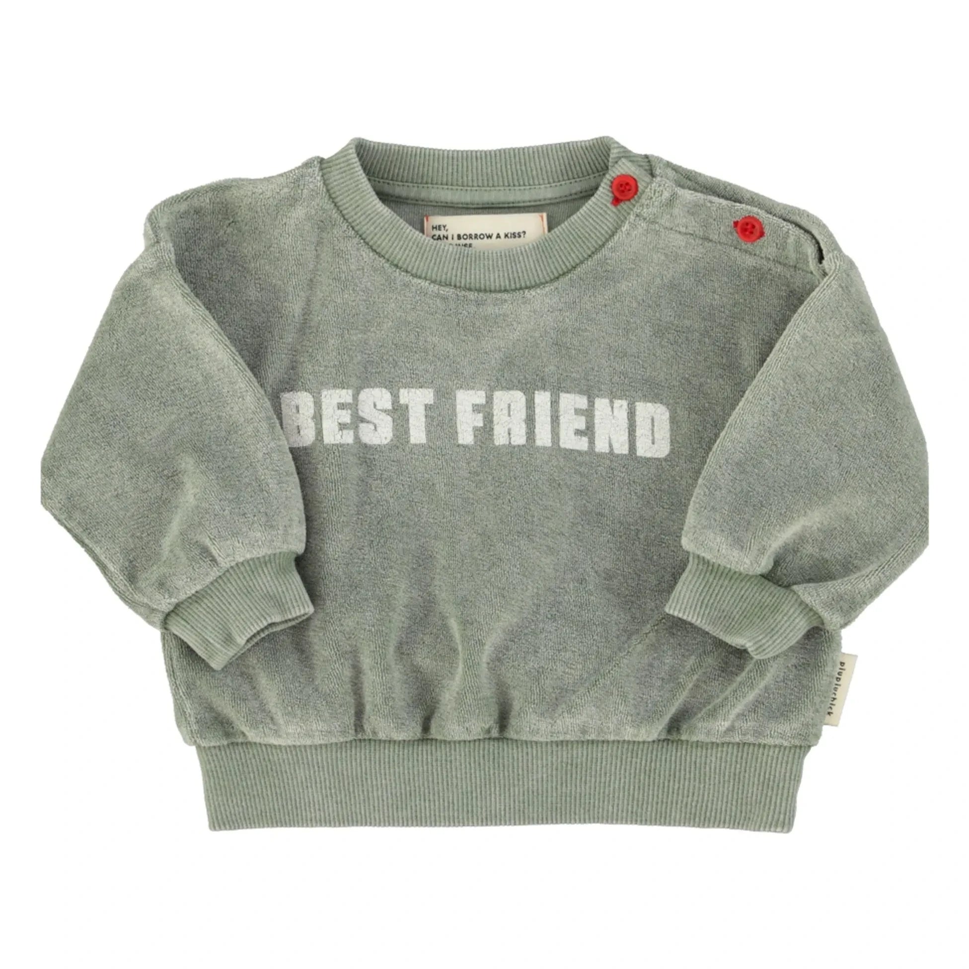 Piupiuchick - Best Friend organik pamuklu havlu sweatshirt | Koyu yeşil