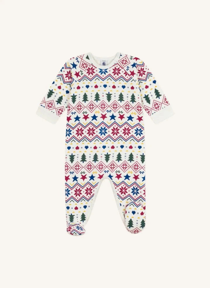 Petit Bateau - Sleep Well Noel Pijamaları Organik Pamuk | Ecru
