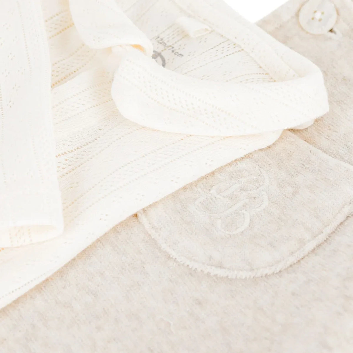 Petit Bateau - Conjunto de body de terciopelo de algodón orgánico y peto | Beige