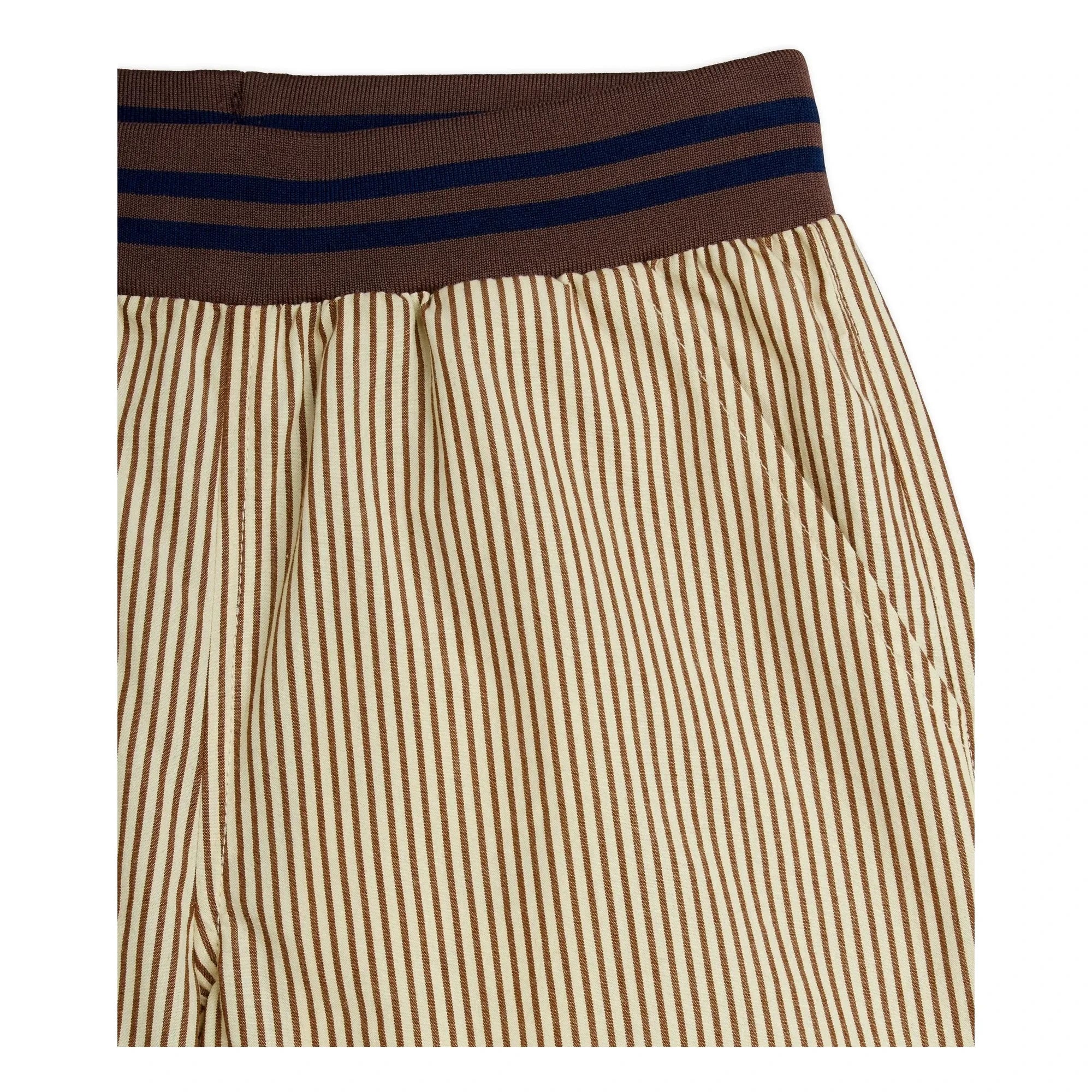 Mini Rodini - Organic Cotton Poplin Striped Shorts | Brown