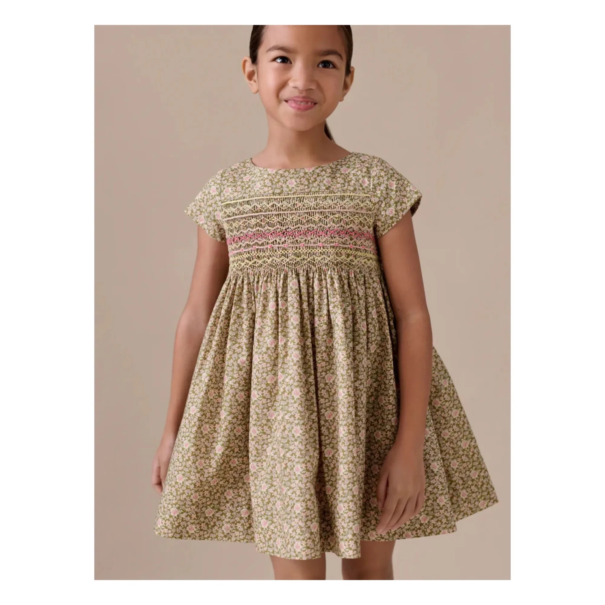Bonpoint - Duchesse Liberty organik pamuk elbise | Yeşil