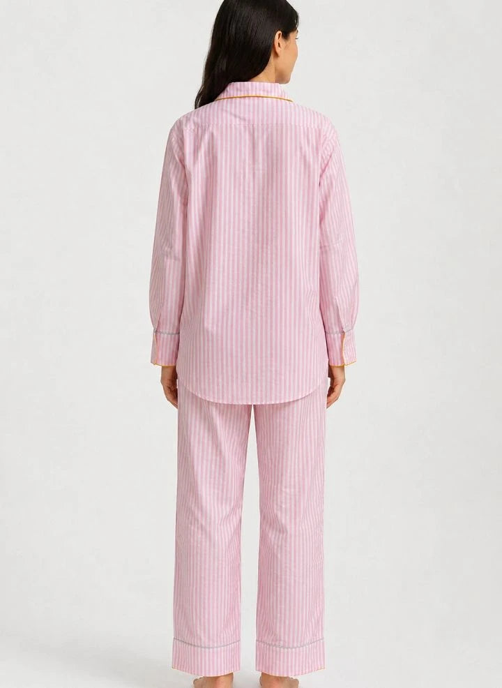 Folkloore - Gestreifte Pyjama - Damenkollektion | Blassrosa