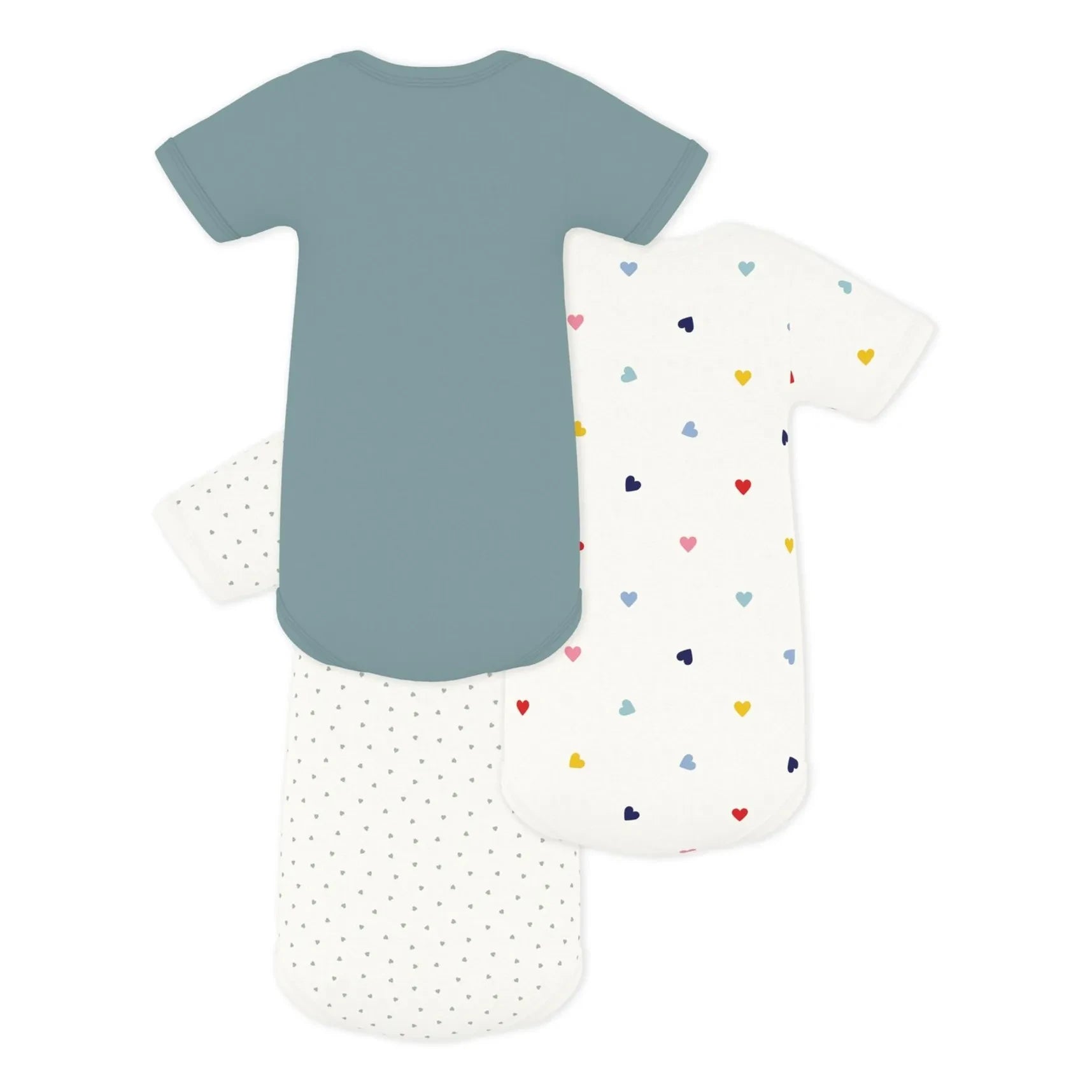 Petit Bateau - 3er-Set Bio-Baumwoll-Bodys mit Herz | Blau