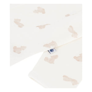Petit Bateau - Pijama de oso de peluche Tubic de algodón orgánico Sleep Well | Blanco