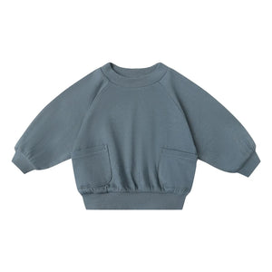 Quincy Mae - Pointelle Organic Cotton Sweatshirt | Gray Blue