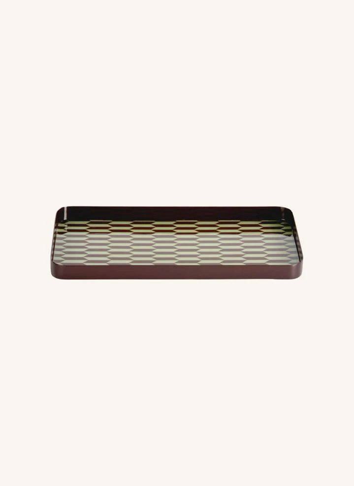 Present Time - Salerno Patterned Metal Tray | Chocolate