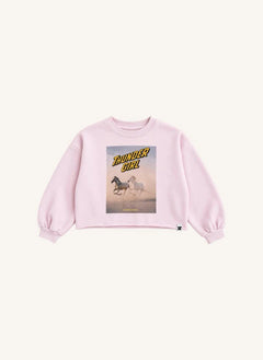 Hundred Pieces - Belmont Horses Organik Pamuklu Sweatshirt | Açık Pembe