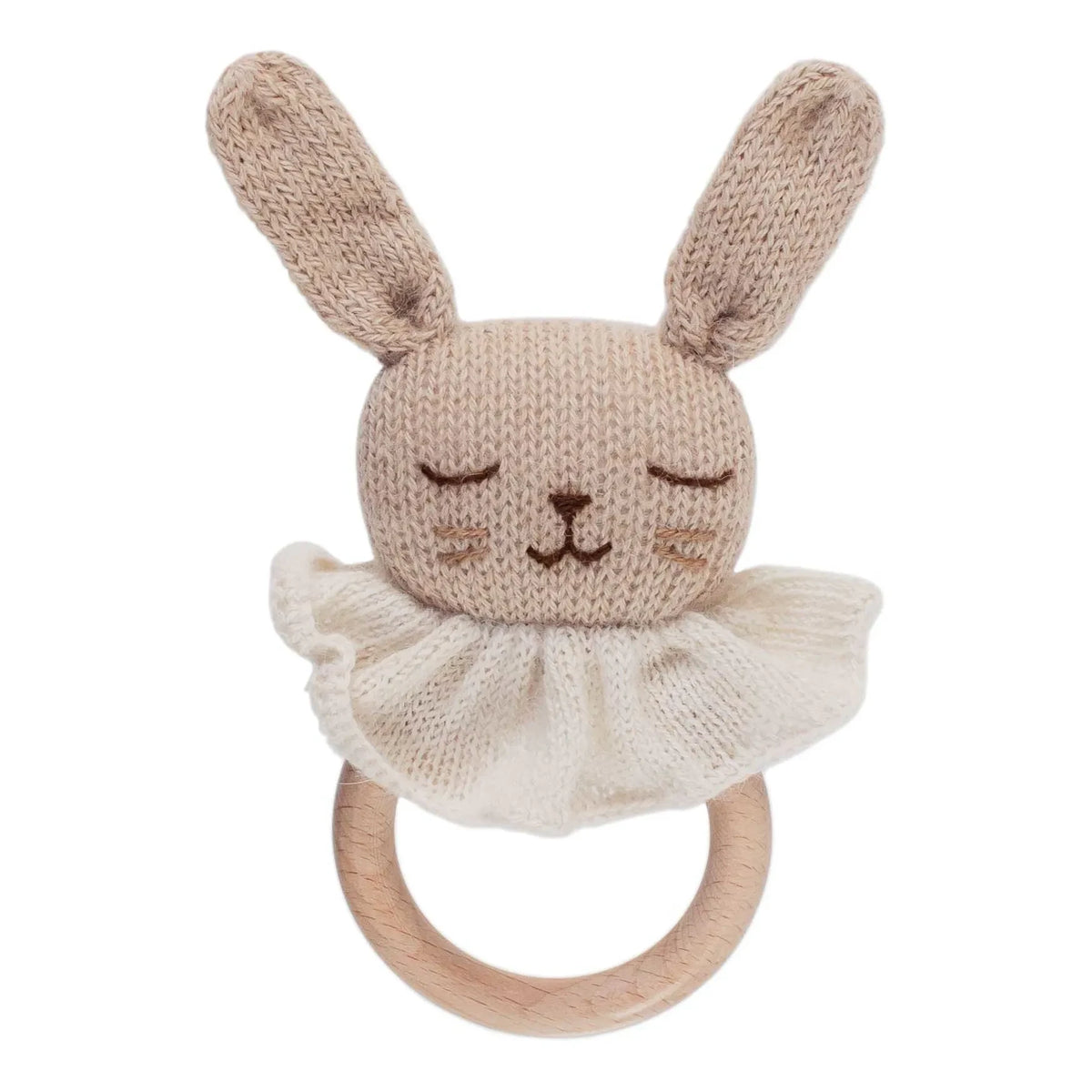Main Sauvage - Wooden Bunny Teething Rattle | Beige