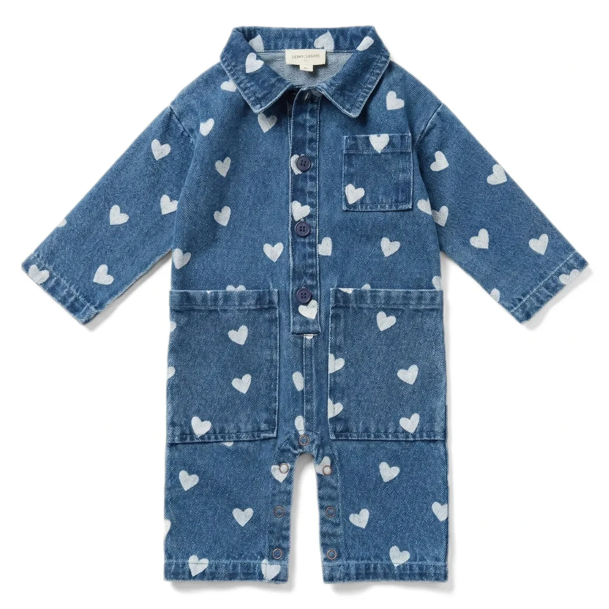 Louis Louise - Denim Heart Romper | Blue