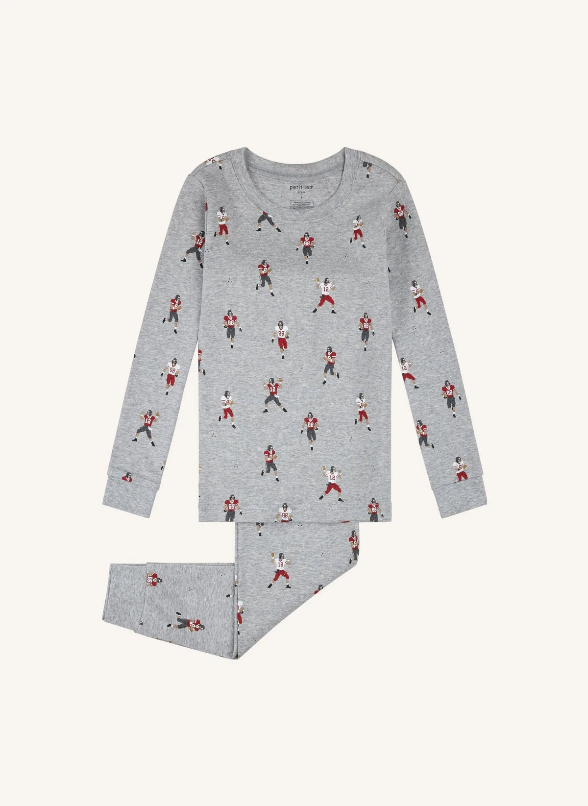 Petit Lem - Organic Cotton American Football Pajamas | Gray