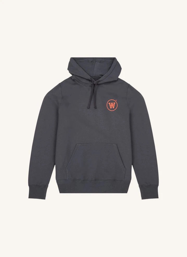 Wood Wood - Ian Organische Baumwolle Logo Kapuzen-Sweatshirt - Erwachsenen-Kollektion | Dunkelgrau