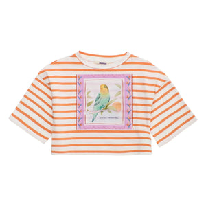 Maison Mangostan - Çizgili Crop Tişört | Turuncu