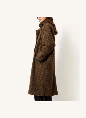 Sessùn - Bleechecks Wollmantel | Taupe-Braun