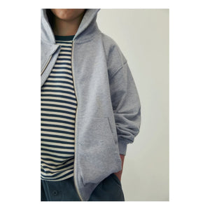 Gray Label - Organik pamuk fermuarlı sweatshirt | Gri melanj