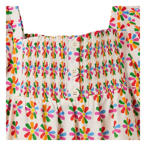 Fabula - Windmill Ballonärmel Midi-Kleid | Weiß