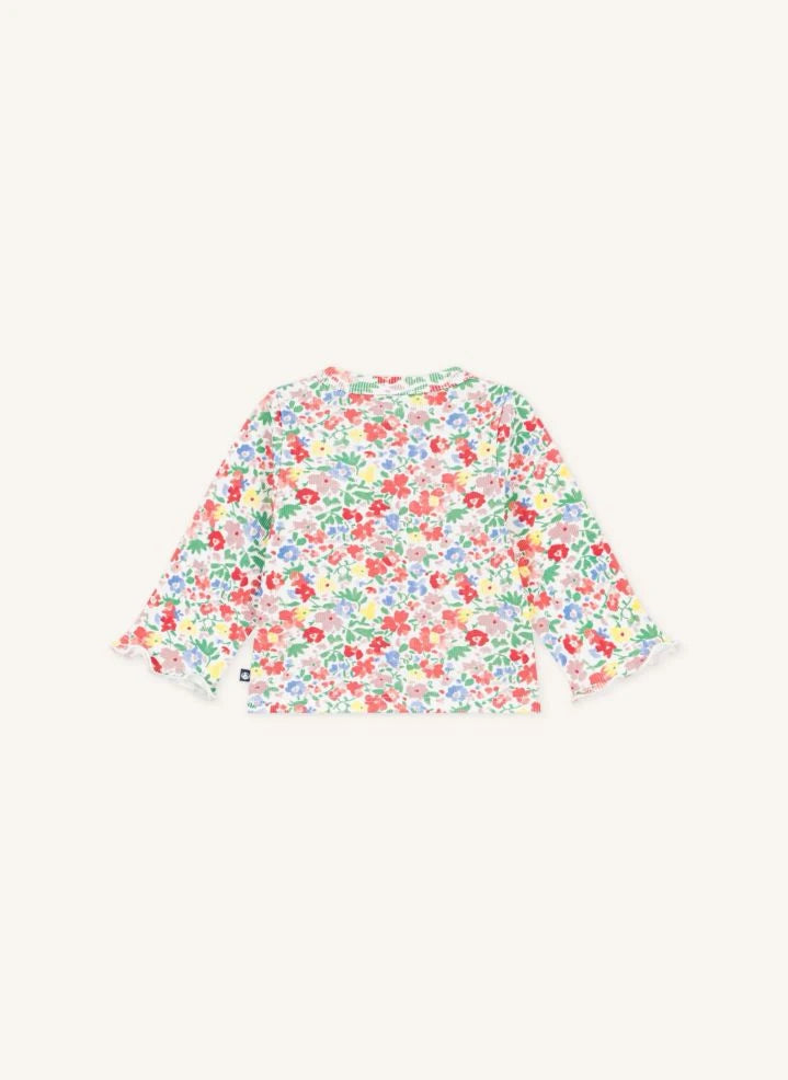 Petit Bateau - Organik Pamuklu Çiçek Desenli Bebek Hırkası | Beyaz
