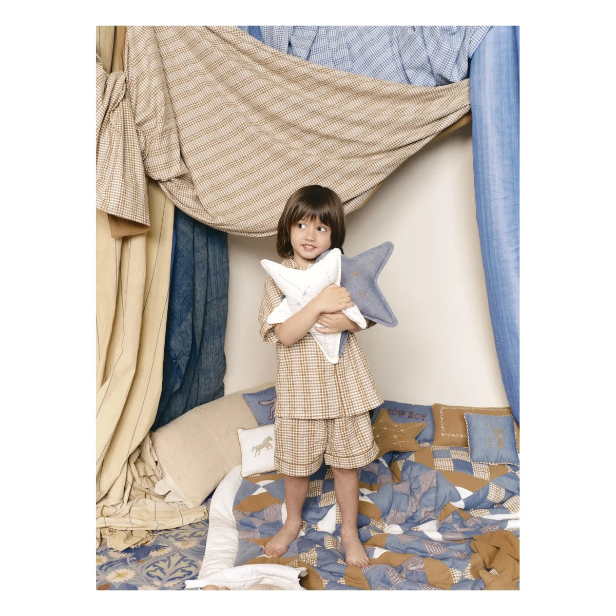 Editions Aimable - Ferdinand cojín estrella | Chambray azul