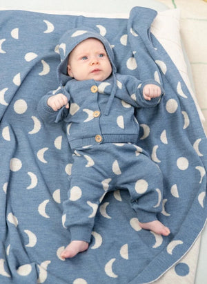 Bayiri - Moons Yün Merinos Battaniye | Mavi