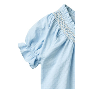 Copenhagen Colors - Blusa de guipur de algodón orgánico | Azul claro