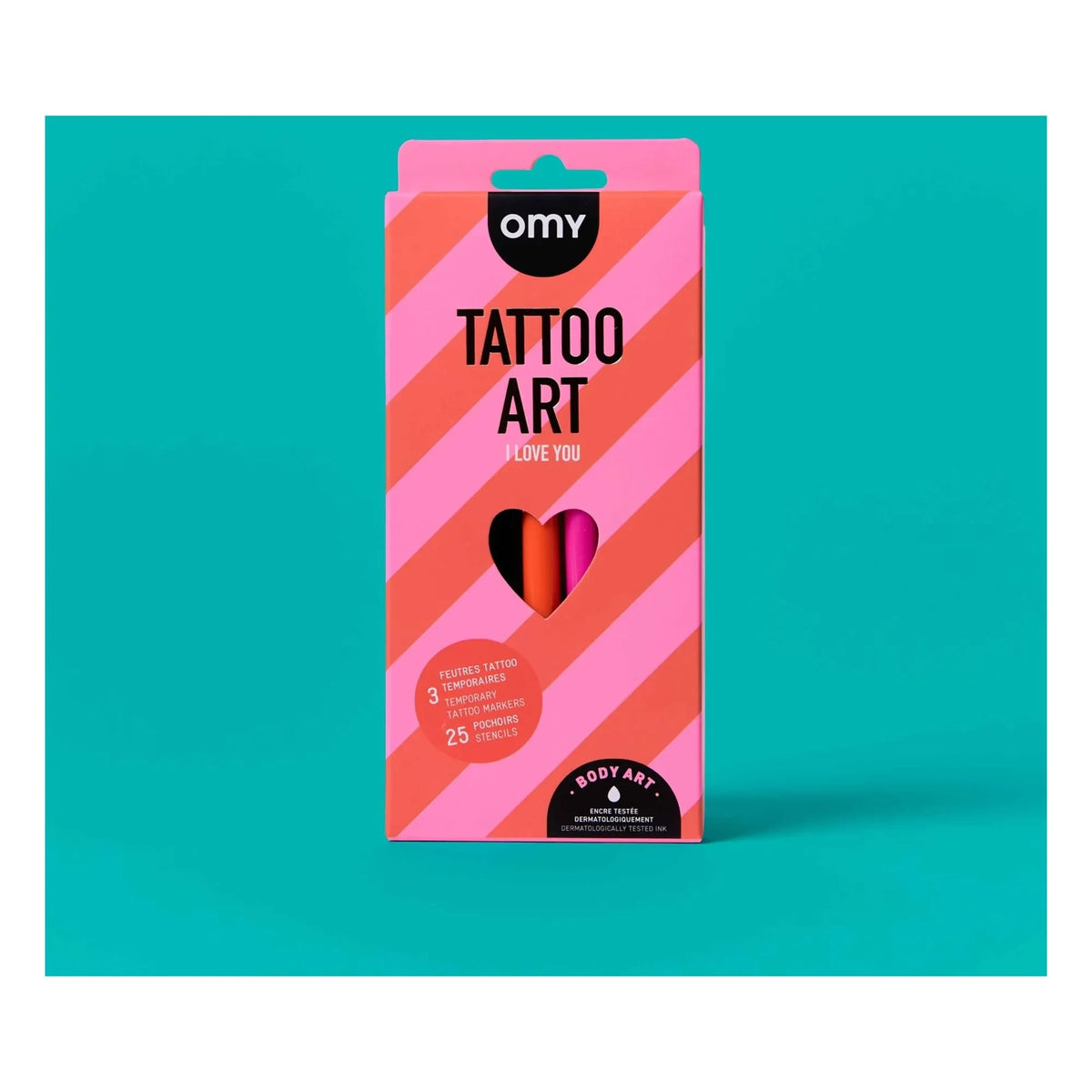 Omy - I Love You Rotuladores de tinta para tatuajes temporales y plantillas | Rosa