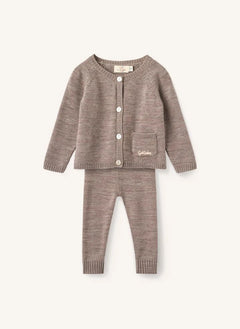 Copenhagen Colors - Merino Wool Cardigan and Leggings Set | Taupe Brown