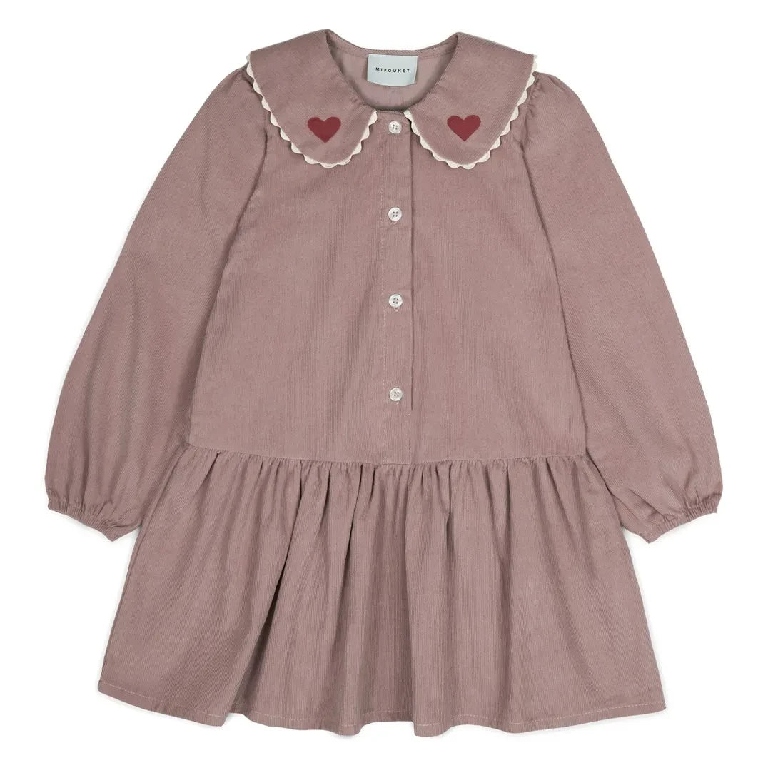 Mipounet - Vestido de terciopelo Géraldine Hearts | Rosa palo