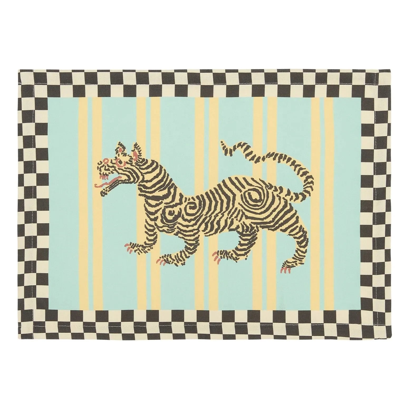 Lisa Corti - Tiger cotton placemat, Lisa Corti x The Socialite Family | Turquoise