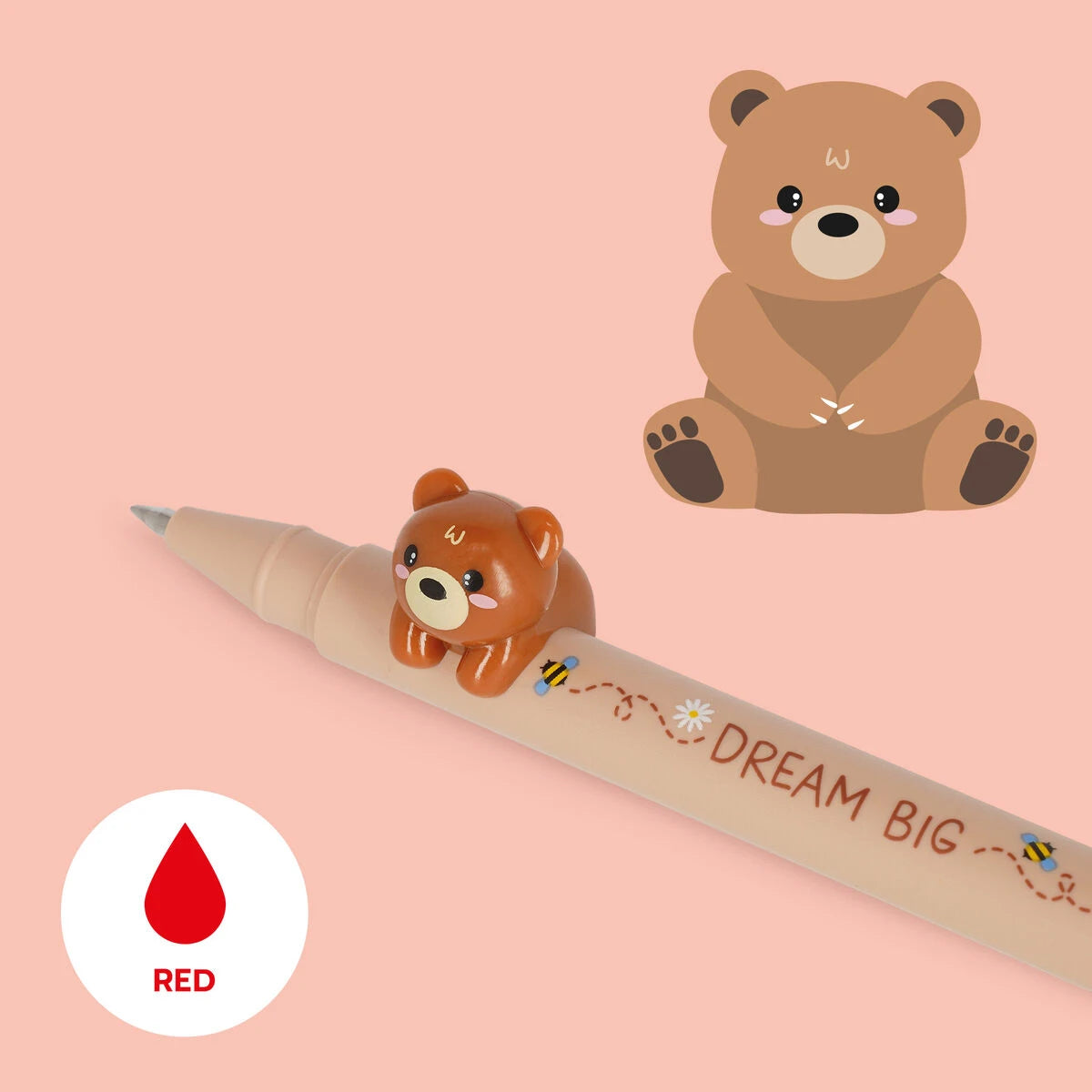 Legami - Teddy Bear Animal Charm with "Dream Big" Gel Pen - Cute Friends