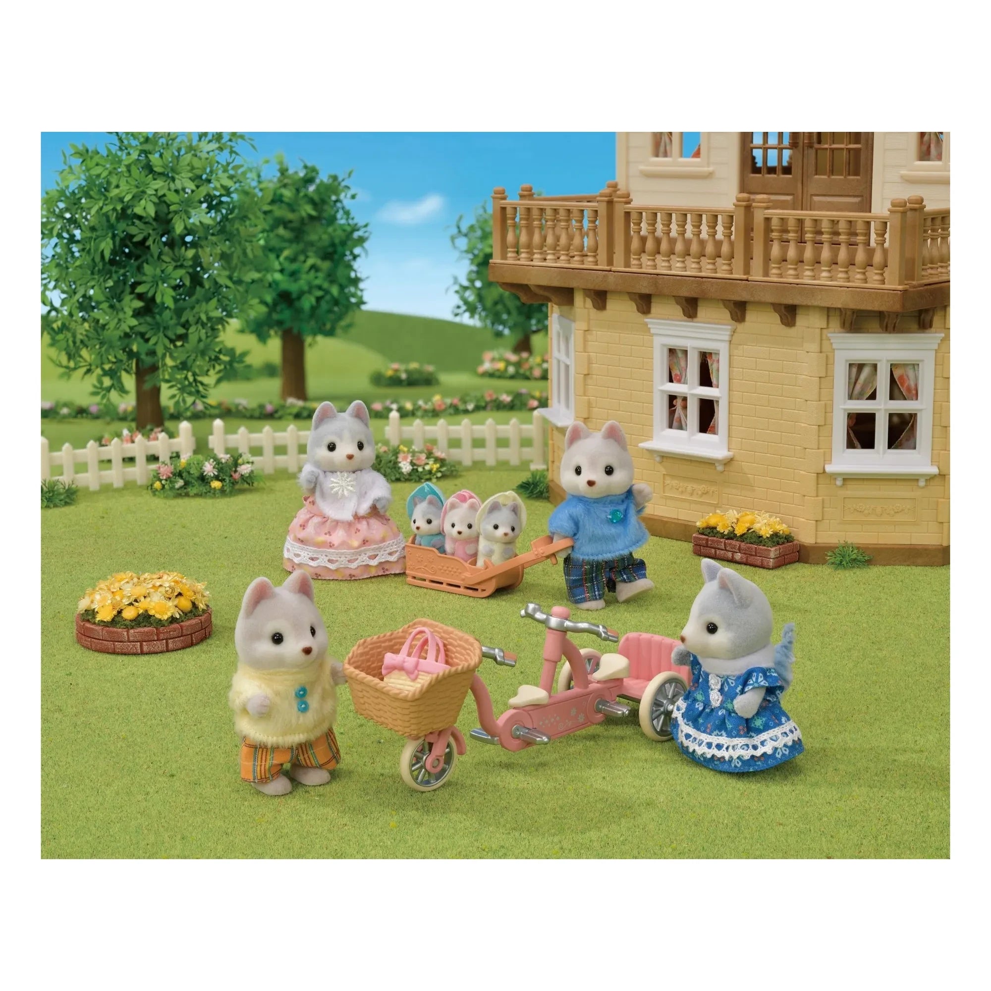 Sylvanian Families - Husky siblings and tandem