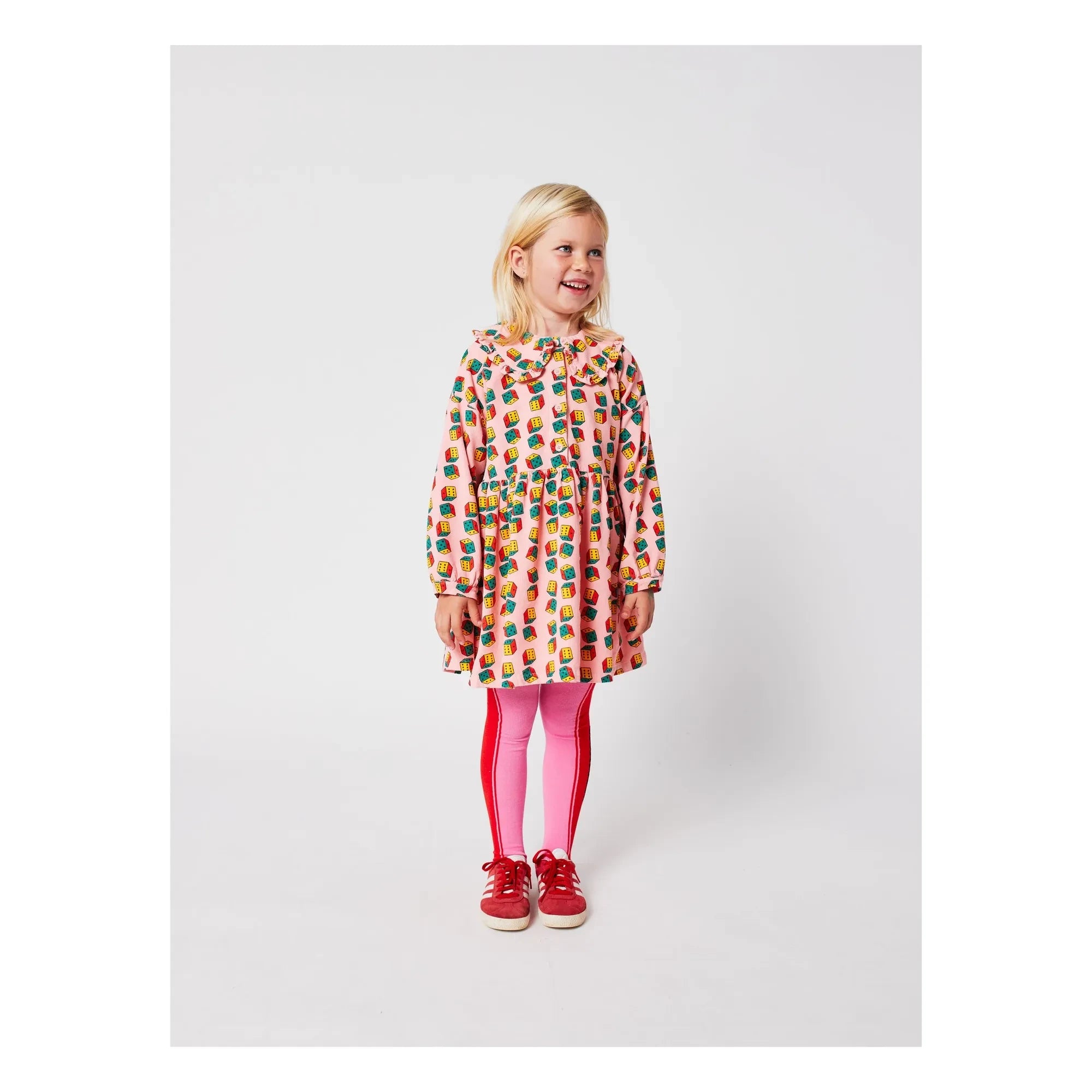 Bobo Choses - Bio-Samt-Kleid mit Schaldetail | Rosa