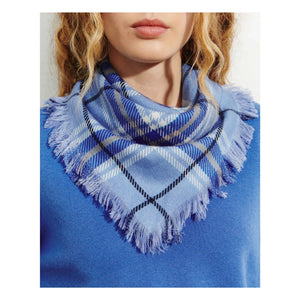Bompard - Mini Bufanda de Cachemira de Cuadros Pequeños | Azul